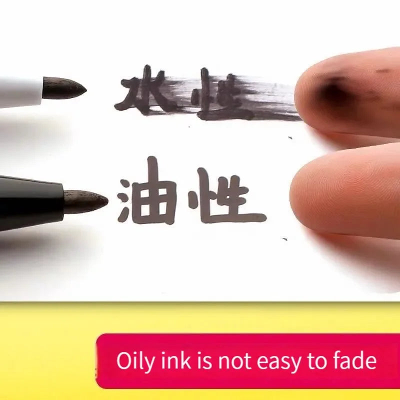 10Pcs Double-Tip Permanent Paint Marker Pens Black/Blue Ink for Plastic Wood Stone Metal Glass Doodling Marking Graffiti Art Set