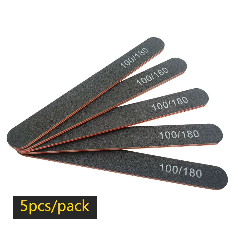 Nail File Buffer 100/180 Grit Half Moon Nail Files Double Side Sandpaper Nail Sanding Grinding Gel Nail Polish Manicure Tool