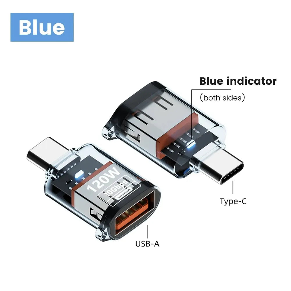 USB 3.2 to Type C Adapter OTG Fast Charging 120W 10GB High Speed Data Audio Transfer For PC Tablet Xiaomi Huawei USB C Converter