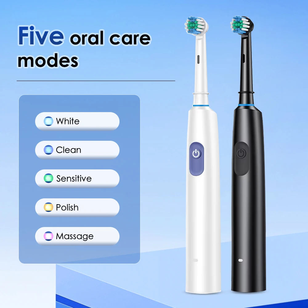 Intelligent Rotating Electric Toothbrush, Rechargeable Rotary Toothbrush Compatible with Oral B Replacement Electric Brush Heads