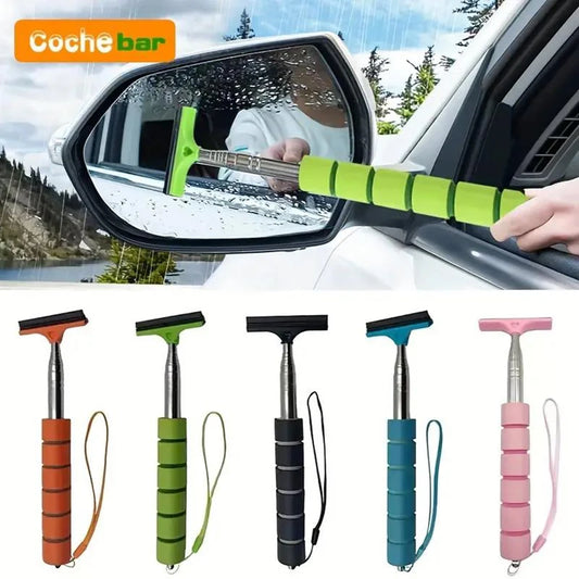 Car Rearview Mirror Wiper Telescopic Handle Car Rearview Mirror Wiper Durable Stainless Auto Glass Cleaning Tools Cleaning Brush