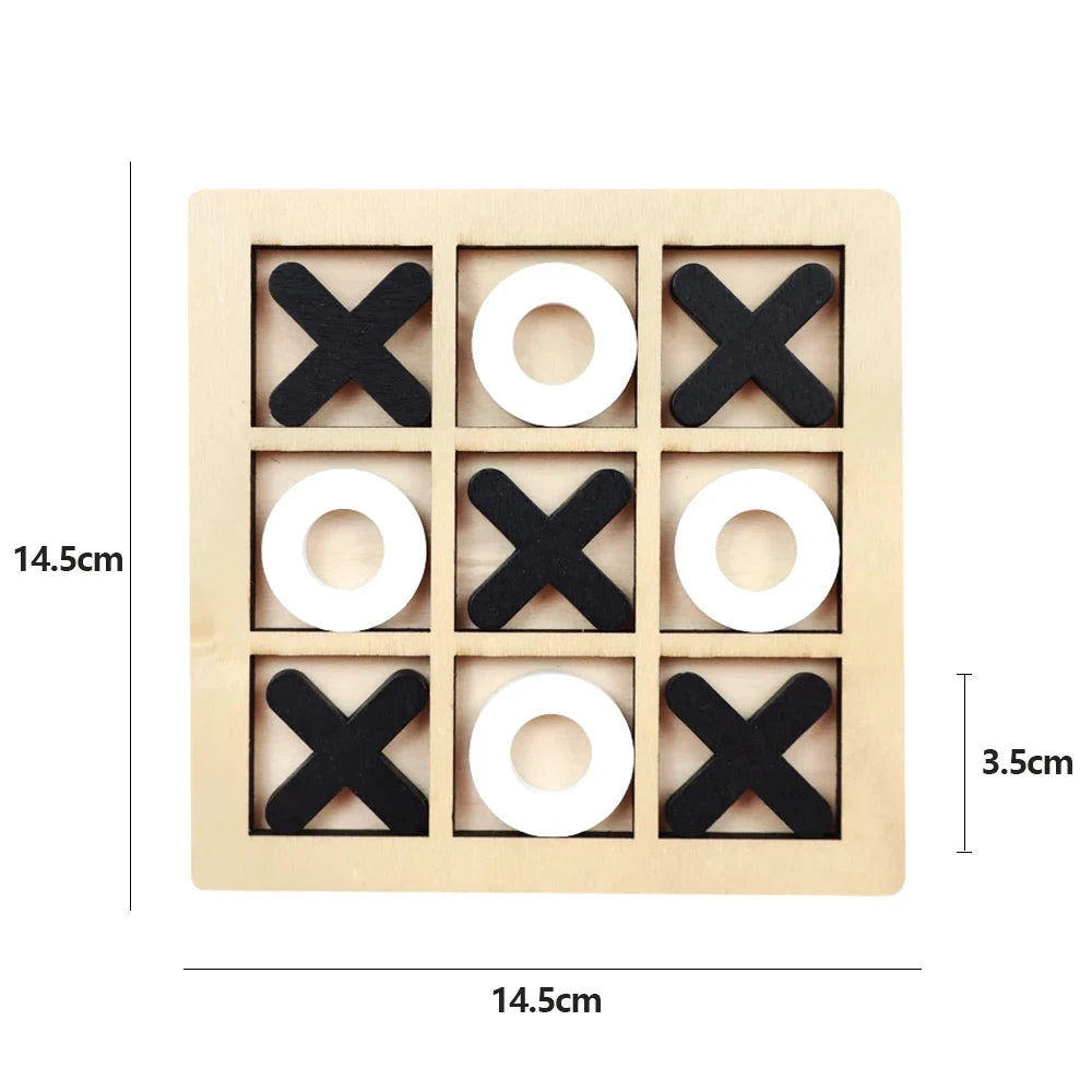 Wooden XO Tic Tac Toe Game Mini Chess Board Interaction Puzzle Training Montessori Educational Toys Gift for Kids Boy Girl