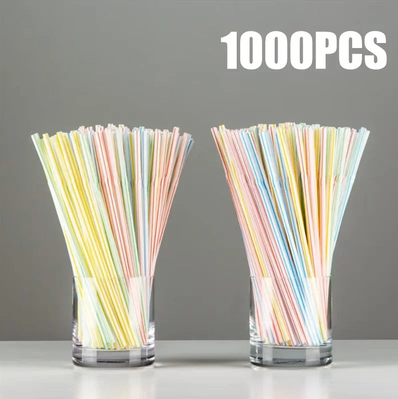 100-1000Pcs Drinking Straws Colorful & Black rietjes Flexible Wedding Party Supplies Drinking Straws Kitchen Wholesale