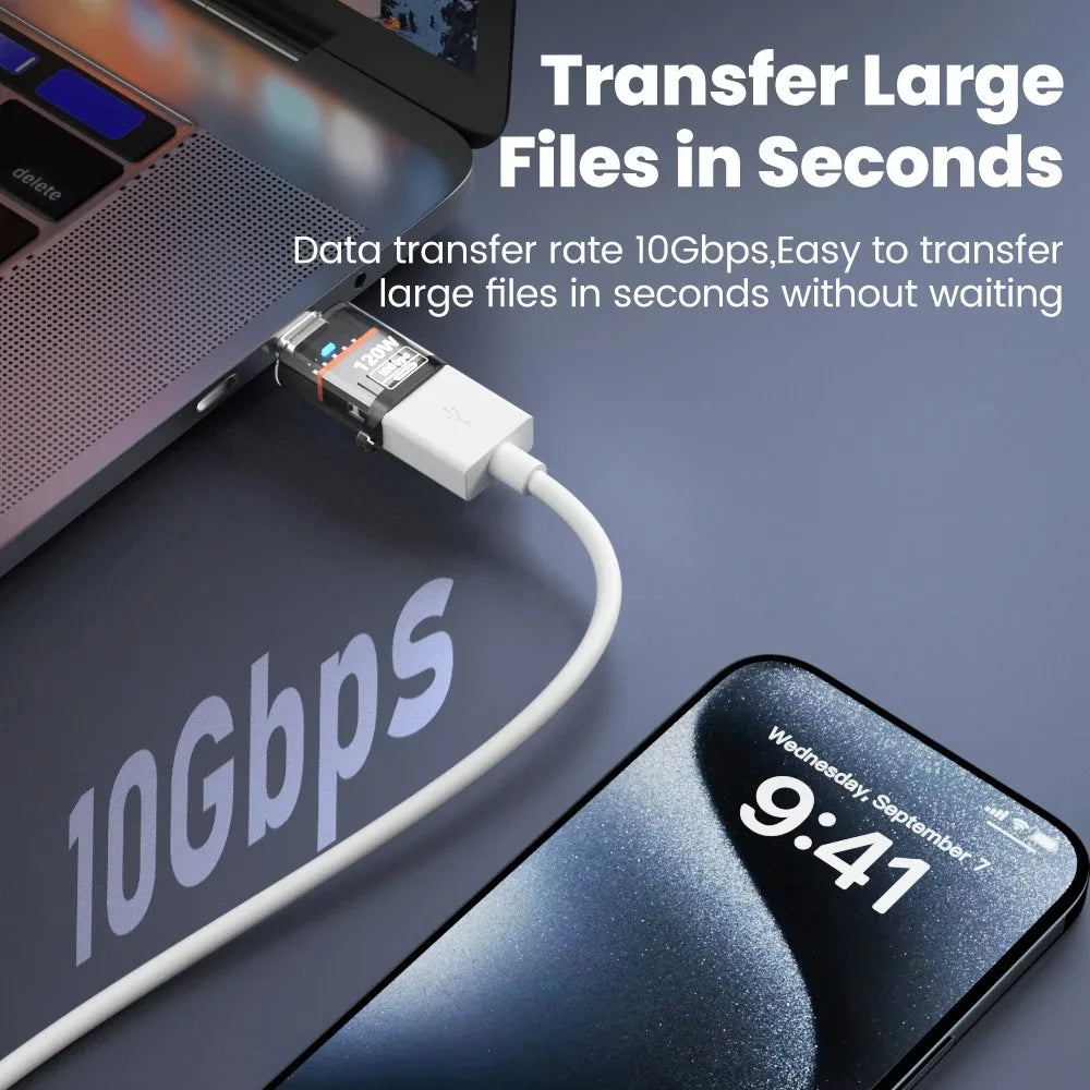 USB 3.2 to Type C Adapter OTG Fast Charging 120W 10GB High Speed Data Audio Transfer For PC Tablet Xiaomi Huawei USB C Converter