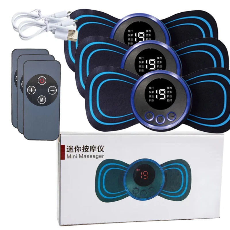 EMS Mini Neck Massager Portable Electric Pulse Cervical Massage Patch 8 Modes 19 Levels Muscle Stimulator Relax Pain Relief Tool