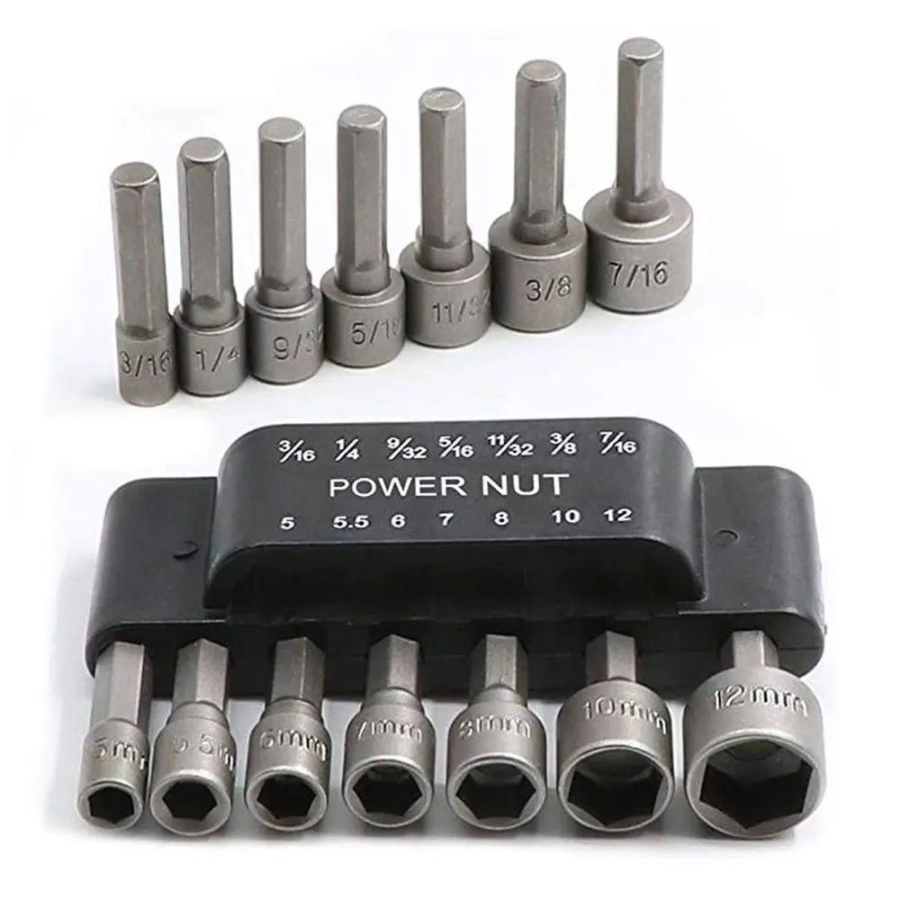 9/14PCS Hexagon Nut Driver Drill Bit Socket Screwdriver Wrench Set Drill Bit Adapter for Electric Screwdriver Handle Tool