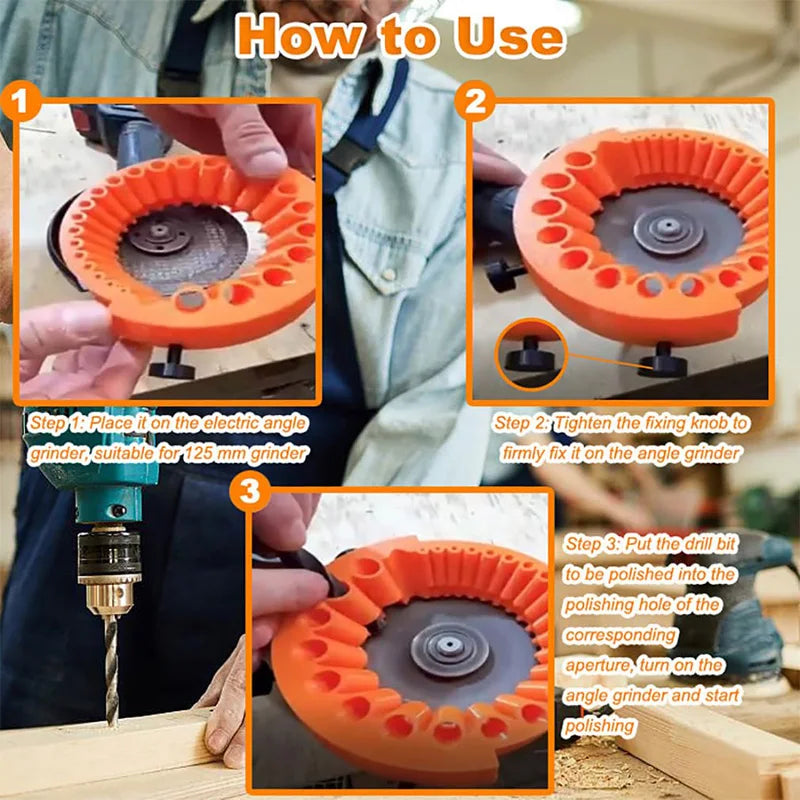 Anti-Stripping Angle Grinder Drill Bit Sharpener 2-13mm 20 Holes with Metal Thread Inserts Fit 115/125 Grinders Renew Old Bits