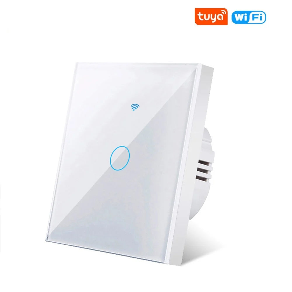Tuya Wifi Smart Light Switch EU 1/2/3Gang Touch Light Switch No Neutral Wire Wall Light Switches for Alexa Google Voice Control