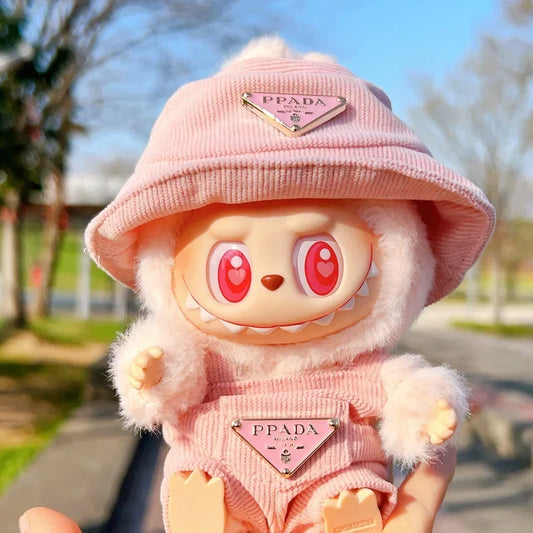 NEW Corduroy For Labubu Clothing Set Hat 17cm Clothes Shoes Doll DIY Accessories Training Sitting Party Games Toys Gifts V1V2V3