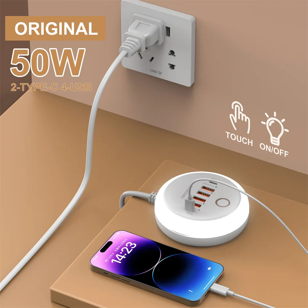 50W USB Charger Multi Ports Power Strip Socket Fast Charging Travel Charger For iPhone Samsung Xiaomi Quick Charge Phone Adapter