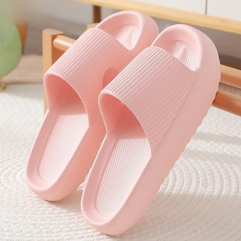 EVA Beach Slippers Thick Sole 4cm Cloud-Like Comfort Home Use Couple Height Increasing Indoor Solid Color Summer Sandals