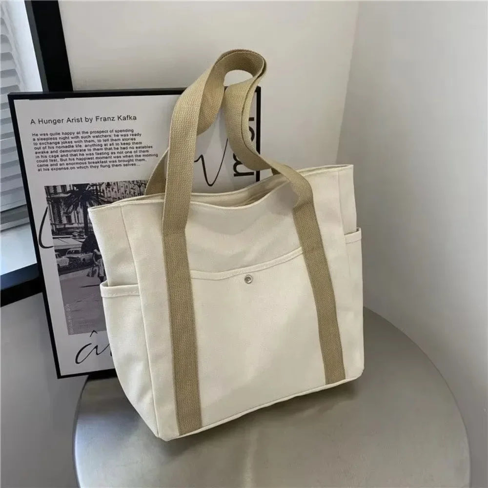 Large Capacity Canvas Tote Bags for Work Commuting Carrying Bag College Style Student Outfit Book Shoulder Bag Shopping Bag