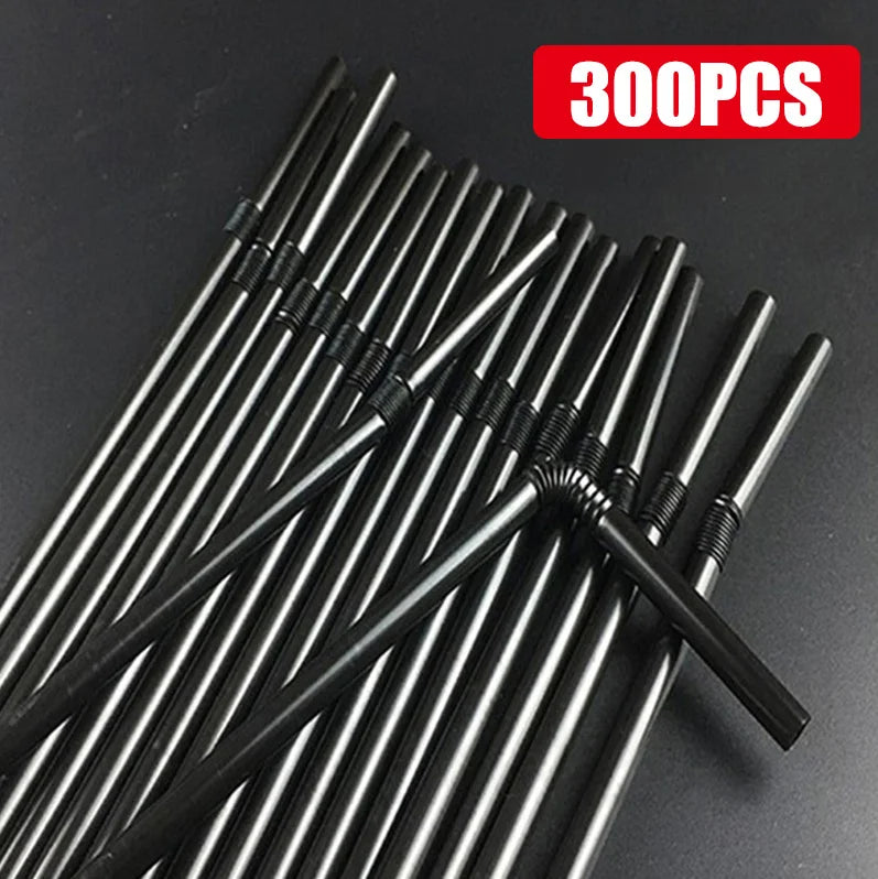 100-1000Pcs Drinking Straws Colorful & Black rietjes Flexible Wedding Party Supplies Drinking Straws Kitchen Wholesale