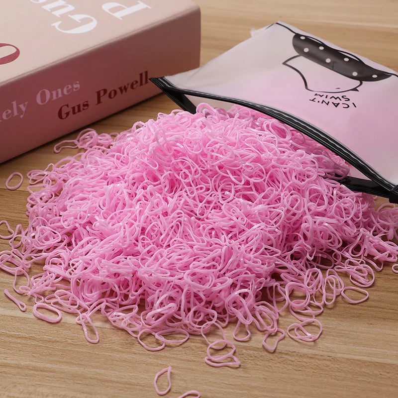 500/1000/2000pcs Girls Colourful Disposable Rubber Band Hair Ties Headband Children Ponytail Holder Bands Kids Hair Accessories